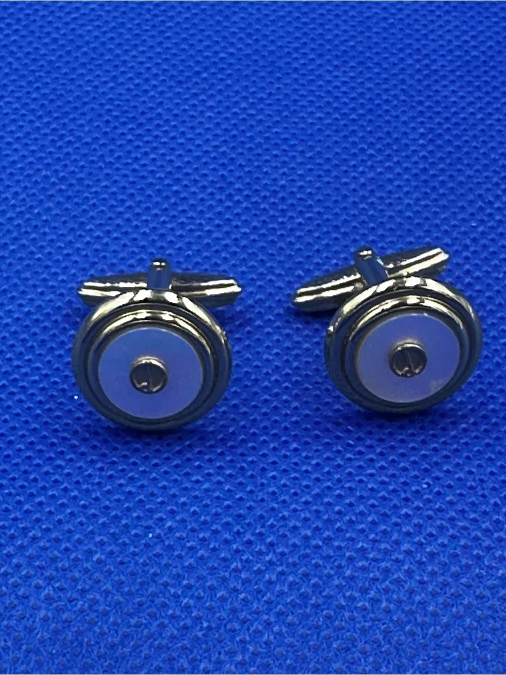 Dunhill Gold-Tone Mother of Pearl with Gold-Tone Emblem in Center Cufflinks